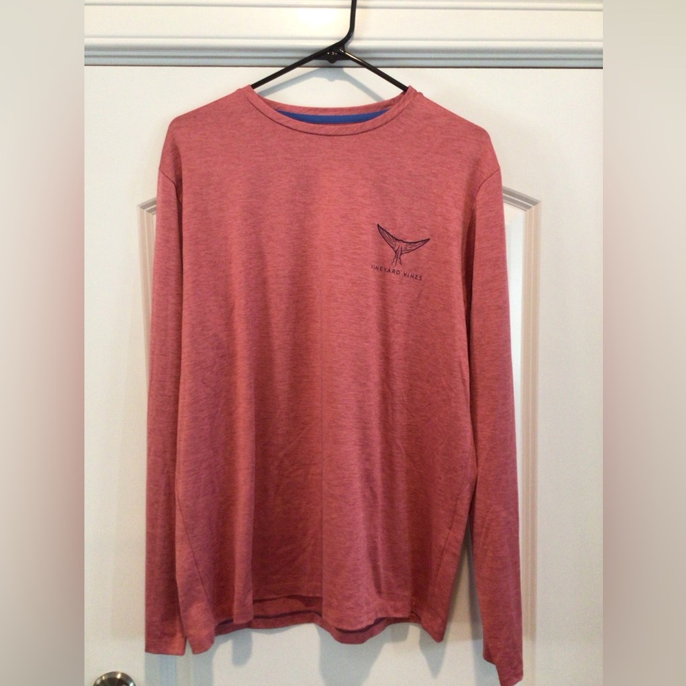 Vineyard Vines Men's Long-Sleeve Performance Crewneck in Dusty Rose Heather - Picture 2 of 5
